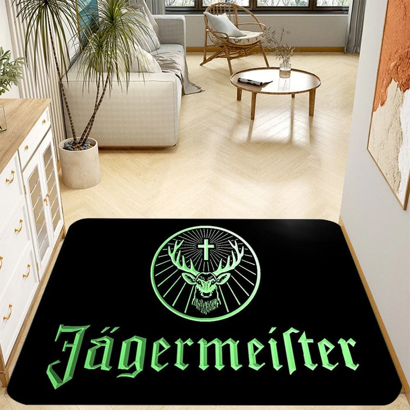 1 Stück verdickter Jägermeister-Logo-Teppich für Wohnzimmer, Schlafzimmer, Heimdekoration, Couchtisch, große Fläche, Lounge-Bodenmatte, rutschfeste Teppiche für Schlafzimmer, Heimdekoration, Raumdekoration