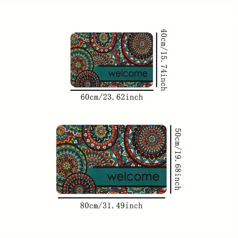 1 Stück böhmische stilvolle Fußmatte, Retro-Muster-Teppich, maschinenwaschbarer Teppich, geeignet für Heimdekoration, Raumzubehör, Schlafzimmer, Wohnzimmer, Lesezimmer, Nachttisch-Accessoires