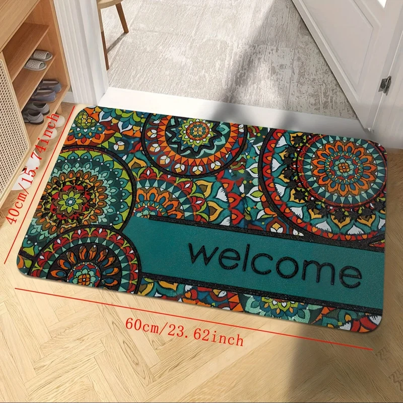 1 Stück böhmische stilvolle Fußmatte, Retro-Muster-Teppich, maschinenwaschbarer Teppich, geeignet für Heimdekoration, Raumzubehör, Schlafzimmer, Wohnzimmer, Lesezimmer, Nachttisch-Accessoires