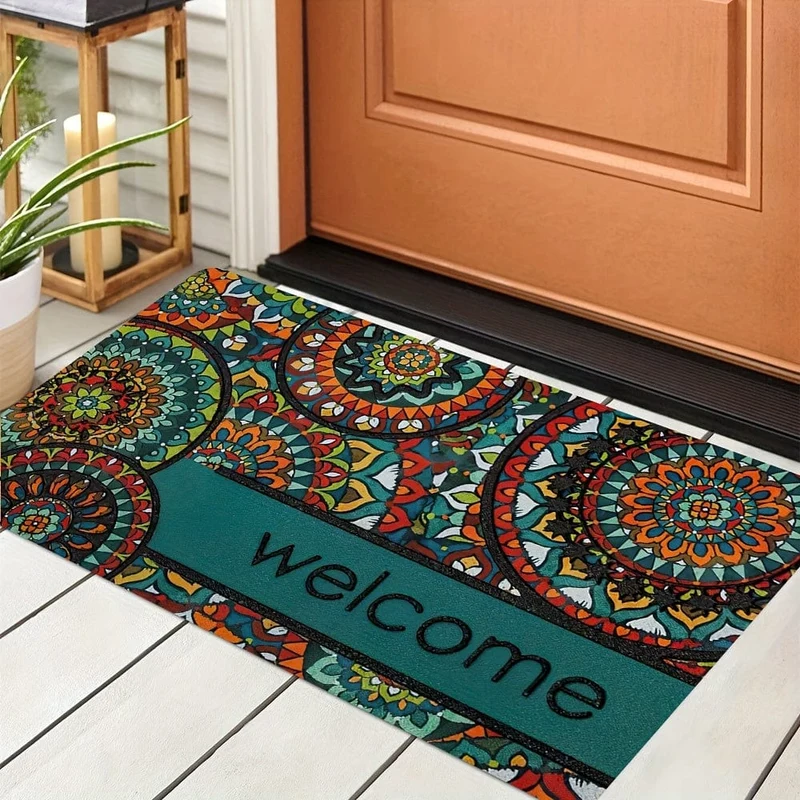 1 Stück böhmische stilvolle Fußmatte, Retro-Muster-Teppich, maschinenwaschbarer Teppich, geeignet für Heimdekoration, Raumzubehör, Schlafzimmer, Wohnzimmer, Lesezimmer, Nachttisch-Accessoires