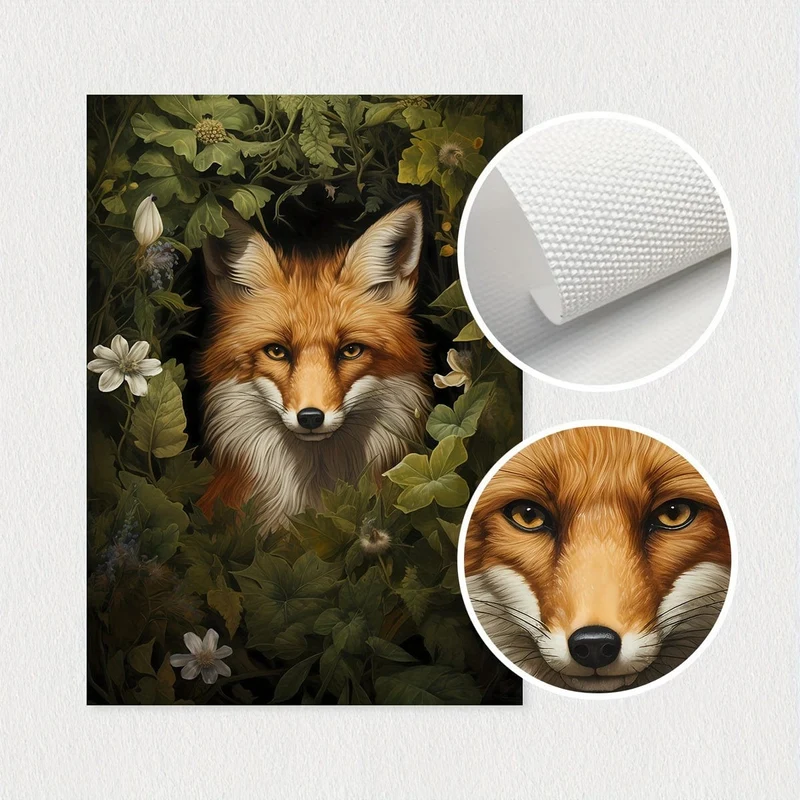 3-teiliges/Set ungerahmtes Leinwandposter, Retro-Kunst, magische Waldtier-Wandkunst, Waldhexen-Wandkunst, Waldtier-Poster, ideales Geschenk für Schlafzimmer, Wohnzimmer, Flur, Wandkunst, Wanddekoration, Winterdekor, Raumdekoration