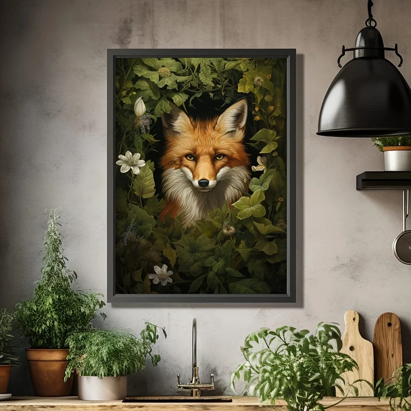 3-teiliges/Set ungerahmtes Leinwandposter, Retro-Kunst, magische Waldtier-Wandkunst, Waldhexen-Wandkunst, Waldtier-Poster, ideales Geschenk für Schlafzimmer, Wohnzimmer, Flur, Wandkunst, Wanddekoration, Winterdekor, Raumdekoration