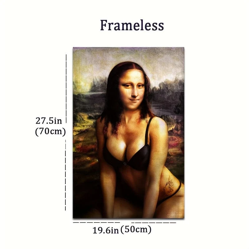 1 Stück ungerahmtes Leinwandposter, moderne Kunst, lustiges Mona Lisa-Poster, ideales Geschenk für Schlafzimmer, Wohnzimmer, Flur, Wandkunst, Wanddekoration, Winterdeko, Raumdekoration