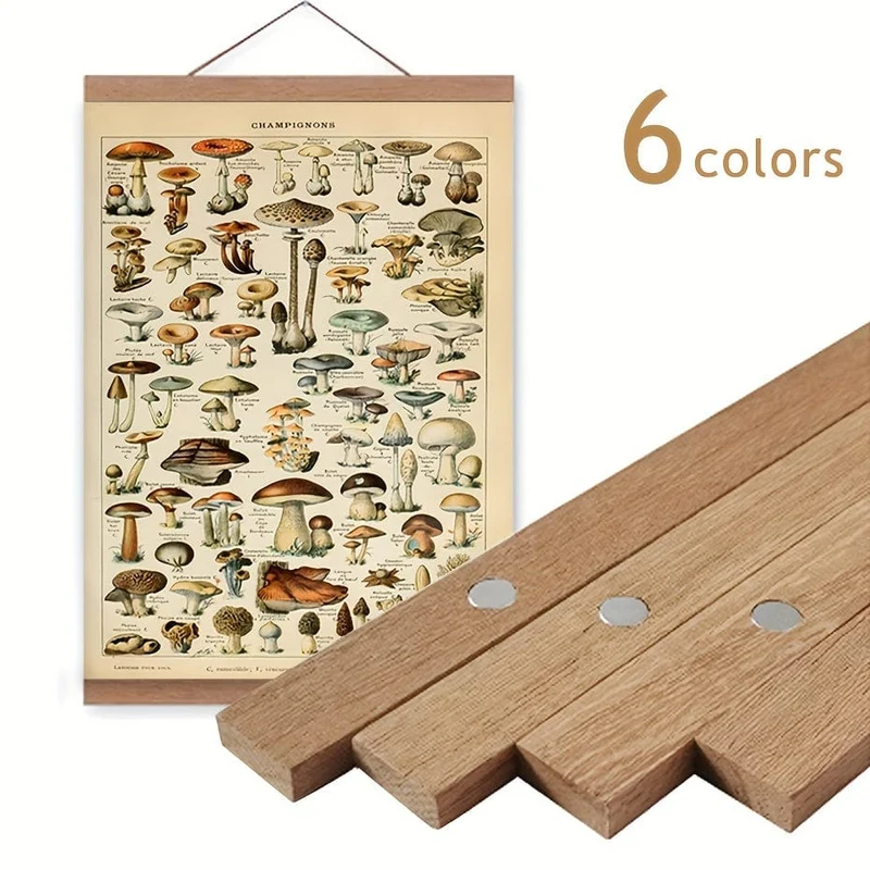 1 magnetischer Holz-Aufhängerrahmen, 6 Farben, Teak, Walnuss, Kiefer, für Poster, Fotos, Schriftrollen, Bilderrahmen, Leinwanddrucke, Gemälde, Kunstwerke, Magnetrahmen, Wandkunst, Heimdekoration