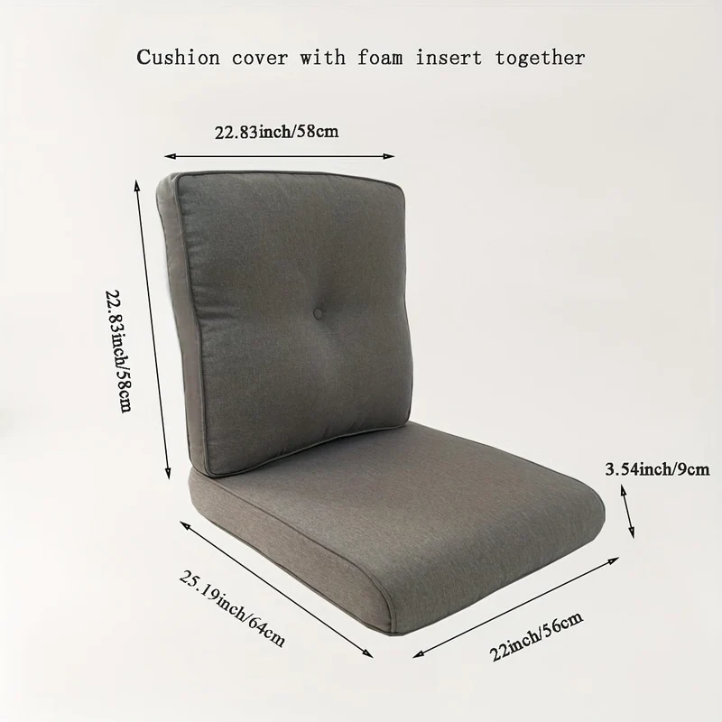 Sofa-Sitzkissen-Set aus garngefärbtem Stoff, 2-teilig/Set, wasserdicht, UV-beständig, Füllung aus Baumwollkern für den Außenbereich, geeignet für Rattanstühle, Sofas, Wohnmöbel