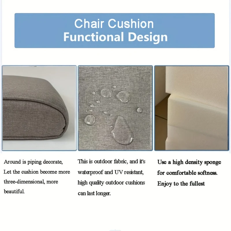 Sofa-Sitzkissen-Set aus garngefärbtem Stoff, 2-teilig/Set, wasserdicht, UV-beständig, Füllung aus Baumwollkern für den Außenbereich, geeignet für Rattanstühle, Sofas, Wohnmöbel