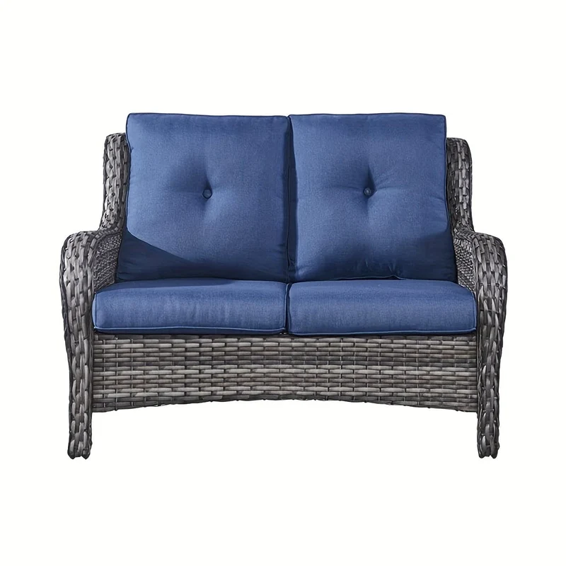 Sofa-Sitzkissen-Set aus garngefärbtem Stoff, 2-teilig/Set, wasserdicht, UV-beständig, Füllung aus Baumwollkern für den Außenbereich, geeignet für Rattanstühle, Sofas, Wohnmöbel