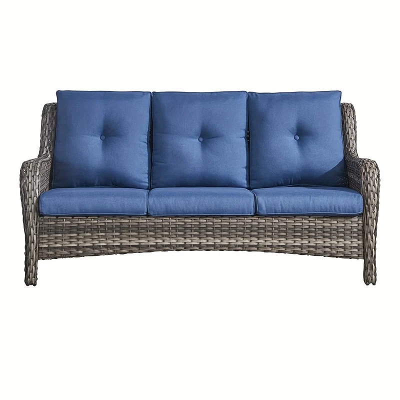 Sofa-Sitzkissen-Set aus garngefärbtem Stoff, 2-teilig/Set, wasserdicht, UV-beständig, Füllung aus Baumwollkern für den Außenbereich, geeignet für Rattanstühle, Sofas, Wohnmöbel