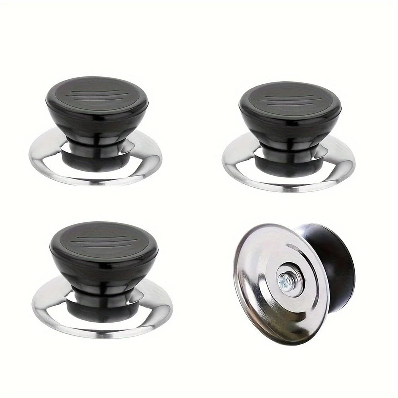 4 Stück Topfdeckel-Abdeckungs-Knopf-Griff, universeller Küchen-Kochgeschirr-Topf-Deckel-Knopf-Ersatz, Edelstahl-Haltetopf-Knopf, Griff-Handgriff mit Schraube, Küchenhelfer