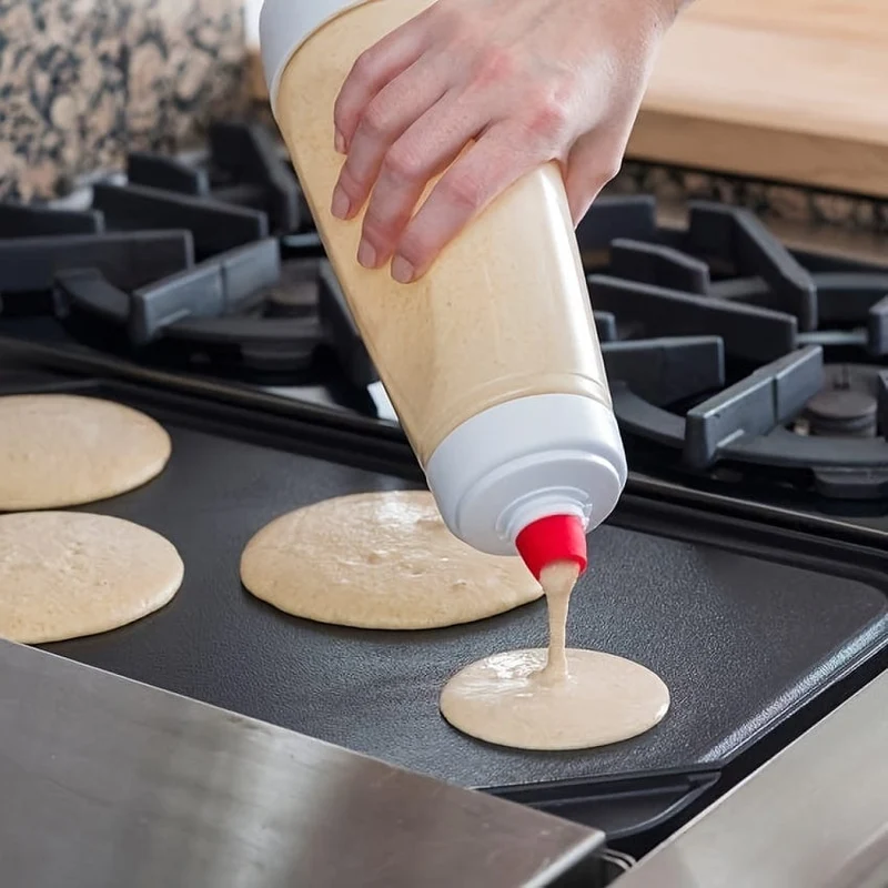 1 Stück Pfannkuchenteigspender, 4.5 Tassen Fassungsvermögen, skalierter Handteig-Mischflaschenteig, Spender, Backutensilien, Herstellung von Kuchen, Keksen, Waffeln, Crêpes-Werkzeug, Küchenzubehör