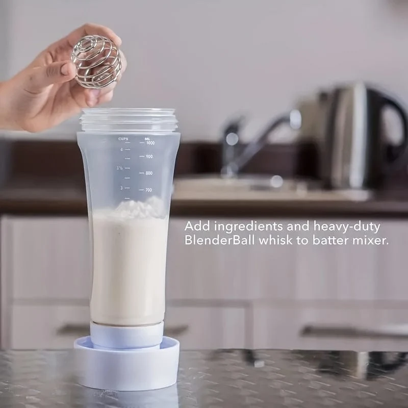1 Stück Pfannkuchenteigspender, 4.5 Tassen Fassungsvermögen, skalierter Handteig-Mischflaschenteig, Spender, Backutensilien, Herstellung von Kuchen, Keksen, Waffeln, Crêpes-Werkzeug, Küchenzubehör