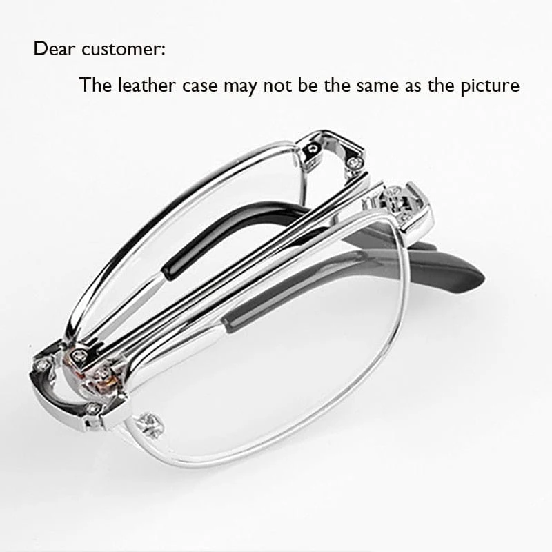 Zilead tragbare faltbare Lesebrille aus Metall, ultraleichte Herren-Business-Presbyopie-Brille mit zufälligem Fall +0.5 bis +4.0