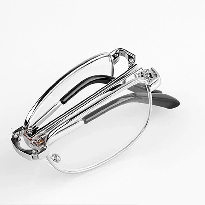 Zilead tragbare faltbare Lesebrille aus Metall, ultraleichte Herren-Business-Presbyopie-Brille mit zufälligem Fall +0.5 bis +4.0