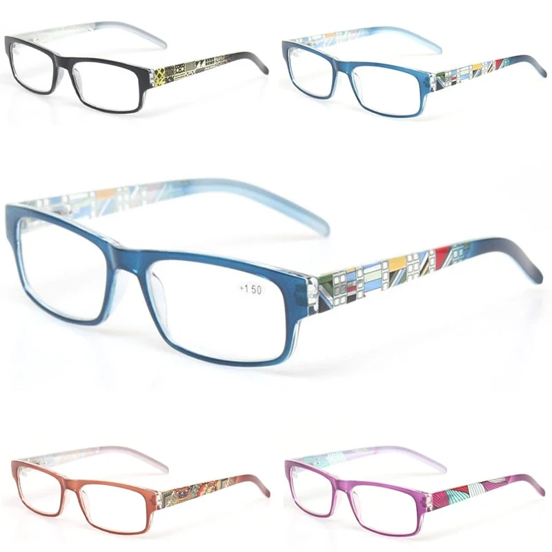 Lesebrille Federscharnier Stilvolles Musterdesign Leser Männer und Frauen Farbbrillen Prresbyopie-Brille Dioptrie +50 bis +600