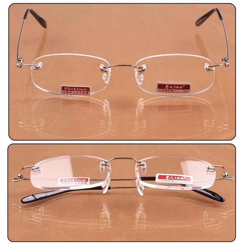 iboode Unisex-Lesebrille Marke Randlose Presbyopie-Brille für Frauen Männer Harz Klare Linse Lesebrille +1.0~4.0