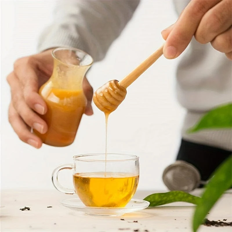 1 Stück natürlicher Honigstab – 8 cm/10 cm Holzrührstab für Kaffee, Milchtee, Marmelade und mehr – langlebig