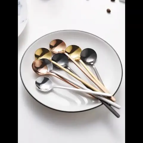 4 Stück 17.4 cm große Kaffee-Espresso-Löffel, Edelstahl-Rührlöffel, Teelöffel, Eistee-Löffel mit langem Griff, Geschirr