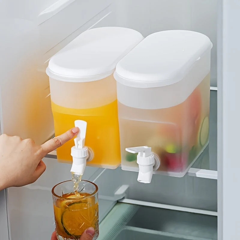1 Stück, Kühlschrank-Kaltwasserkessel, Sommerkühlung, große Kapazität, Obsttee-Wasserkocher, hochtemperaturbeständiger Getränkeeimer für den Haushalt, mit Wasserhahn, Eiswasser-Saft-Eimer, Küchenbedarf, Barbedarf