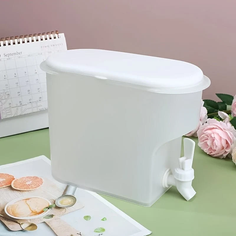 1 Stück, Kühlschrank-Kaltwasserkessel, Sommerkühlung, große Kapazität, Obsttee-Wasserkocher, hochtemperaturbeständiger Getränkeeimer für den Haushalt, mit Wasserhahn, Eiswasser-Saft-Eimer, Küchenbedarf, Barbedarf