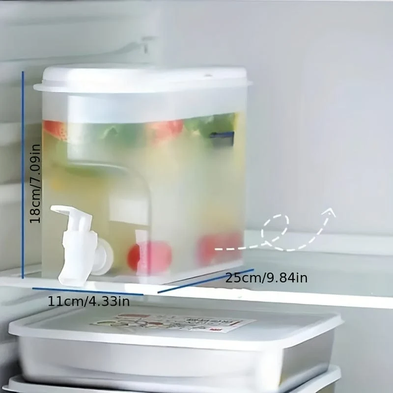 1 Stück, Kühlschrank-Kaltwasserkessel, Sommerkühlung, große Kapazität, Obsttee-Wasserkocher, hochtemperaturbeständiger Getränkeeimer für den Haushalt, mit Wasserhahn, Eiswasser-Saft-Eimer, Küchenbedarf, Barbedarf