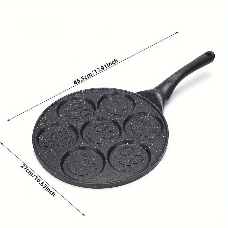 1 Stück Mini-Pfannkuchen-Grillplatte, Mini-Pfannkuchenpfanne, Pfannkuchenpfanne mit Smiley-Gesicht, Pfannkuchenmaker mit 7 Formen, Kochgeschirr, Küchengeschirr, Küchenbedarf, Küchenartikel