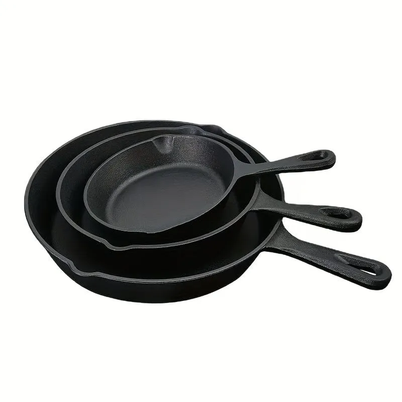 1-teilige Bratpfanne aus Gusseisen, Bratpfanne mit Tropfausgießern, vorgebranntes, ofenfestes Kochgeschirr, Kochen im Innen- und Außenbereich beim Camping, grillfest, Küchengeschirr, Küchenbedarf, Küchenartikel
