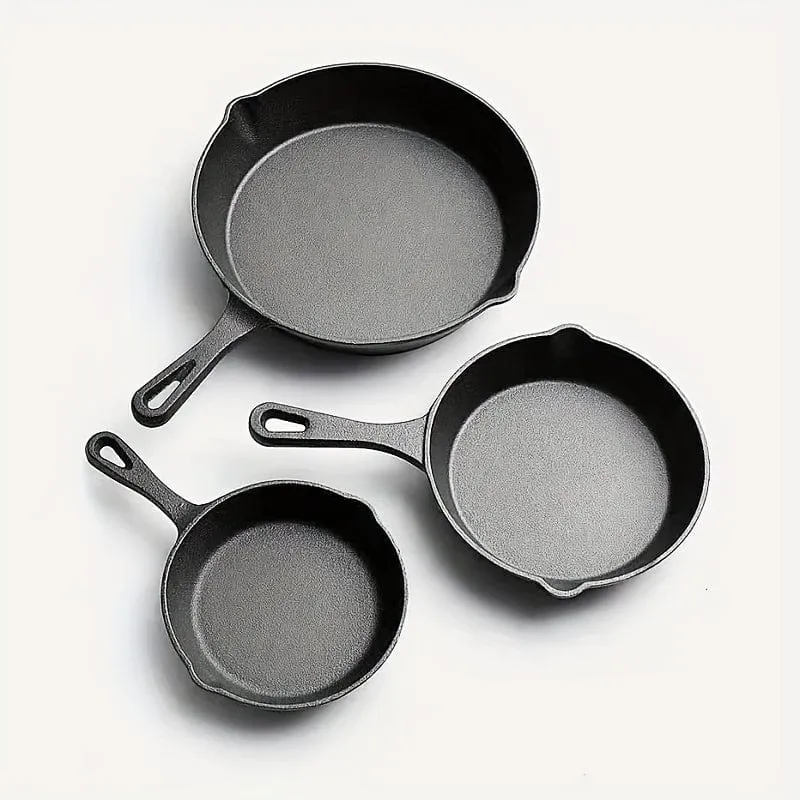 1-teilige Bratpfanne aus Gusseisen, Bratpfanne mit Tropfausgießern, vorgebranntes, ofenfestes Kochgeschirr, Kochen im Innen- und Außenbereich beim Camping, grillfest, Küchengeschirr, Küchenbedarf, Küchenartikel