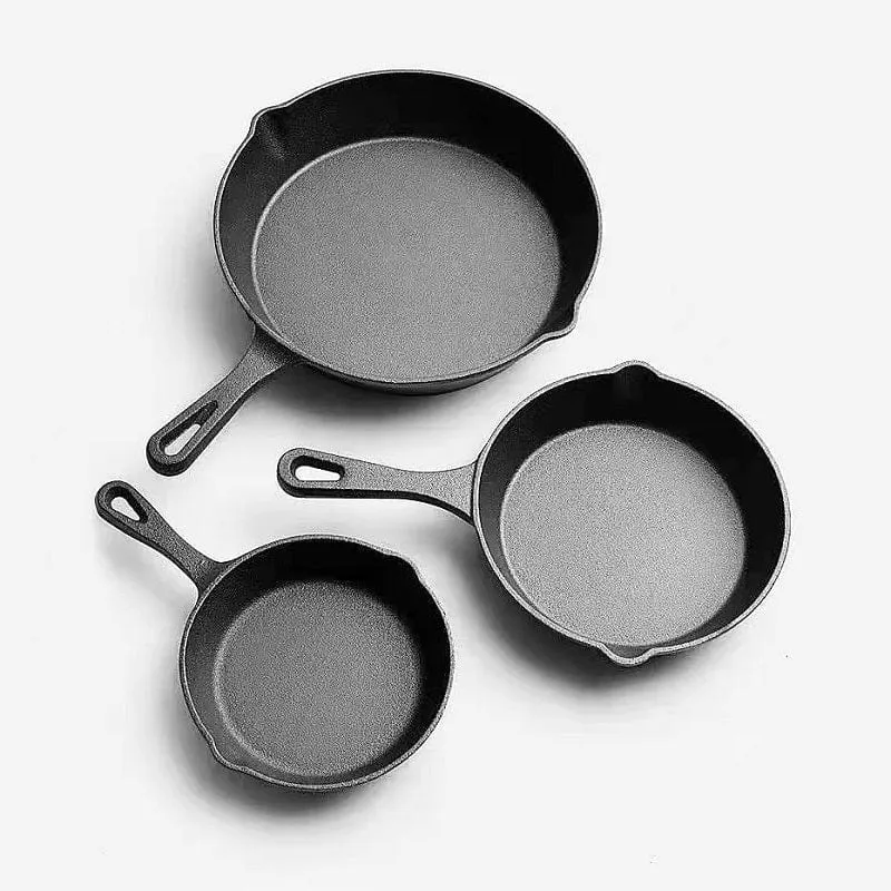 1-teilige Bratpfanne aus Gusseisen, Bratpfanne mit Tropfausgießern, vorgebranntes, ofenfestes Kochgeschirr, Kochen im Innen- und Außenbereich beim Camping, grillfest, Küchengeschirr, Küchenbedarf, Küchenartikel