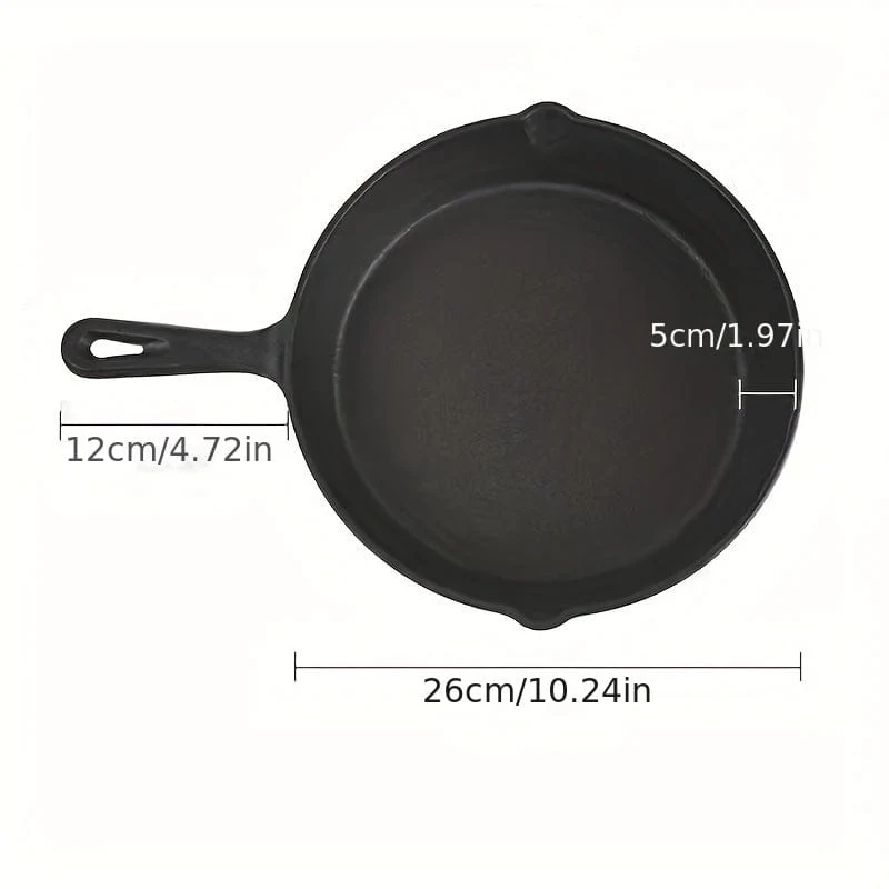 1-teilige Bratpfanne aus Gusseisen, Bratpfanne mit Tropfausgießern, vorgebranntes, ofenfestes Kochgeschirr, Kochen im Innen- und Außenbereich beim Camping, grillfest, Küchengeschirr, Küchenbedarf, Küchenartikel