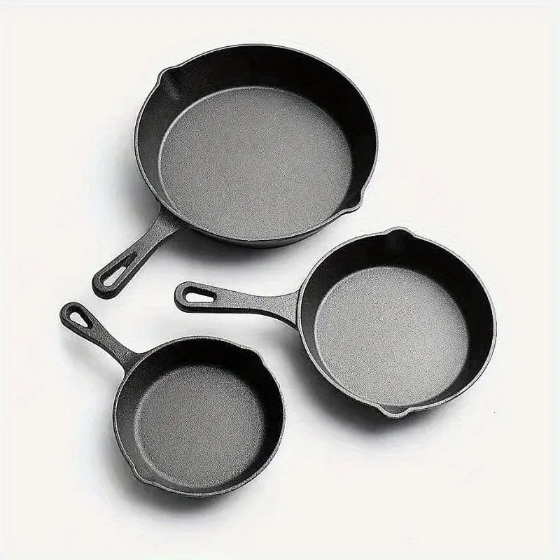 1-teilige Bratpfanne aus Gusseisen, Bratpfanne mit Tropfausgießern, vorgebranntes, ofenfestes Kochgeschirr, Kochen im Innen- und Außenbereich beim Camping, grillfest, Küchengeschirr, Küchenbedarf, Küchenartikel