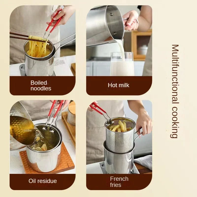Frittieren Sie köstliche Mahlzeiten mit diesem japanischen Tempura-Topf – perfekt für Pommes Frites, Hühnchen und mehr!