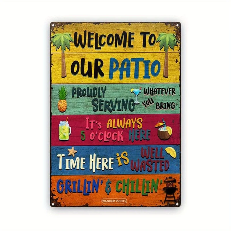 1 Stück, Vintage-Metallblechschild für Schwimmbad, Hinterhof, Bar – 8 x 12 cm, Wandkunst für Zuhause, Restaurant, Café, Garage – wasser- und staubdicht