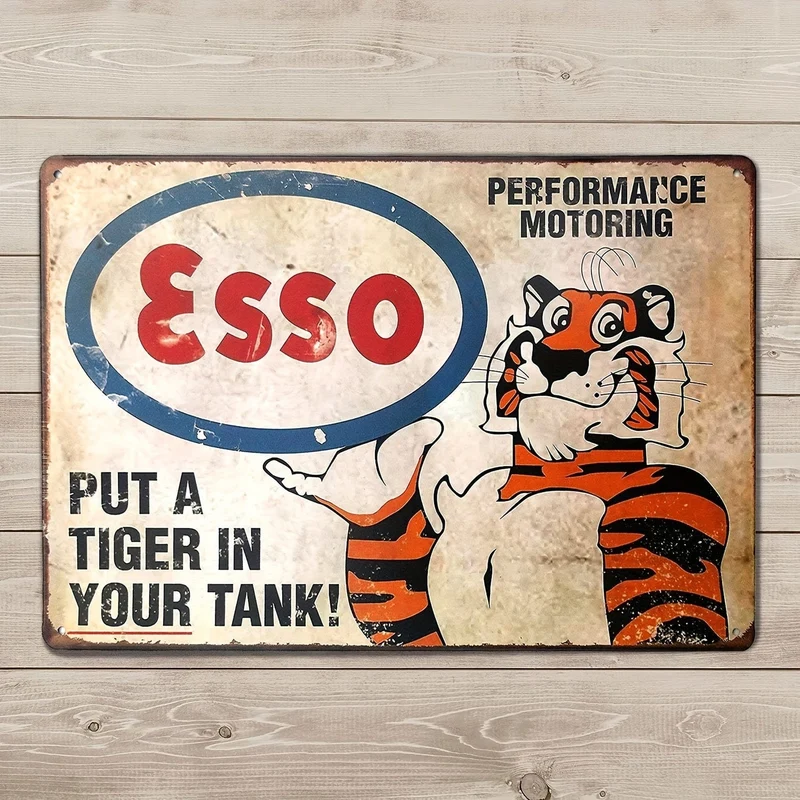 1 Stück, Esso Put A Tiger In Your Tank, Clemson Metallblechschild, dekoratives Wand-Garagenschild 30.48 cm x 20.32 cm, Wanddekoration, Szenendekoration, Heimdekoration, Bar-Dekor, Kaffeebar-Dekor