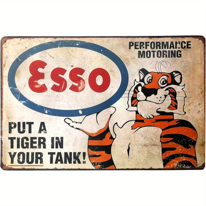 1 Stück, Esso Put A Tiger In Your Tank, Clemson Metallblechschild, dekoratives Wand-Garagenschild 30.48 cm x 20.32 cm, Wanddekoration, Szenendekoration, Heimdekoration, Bar-Dekor, Kaffeebar-Dekor