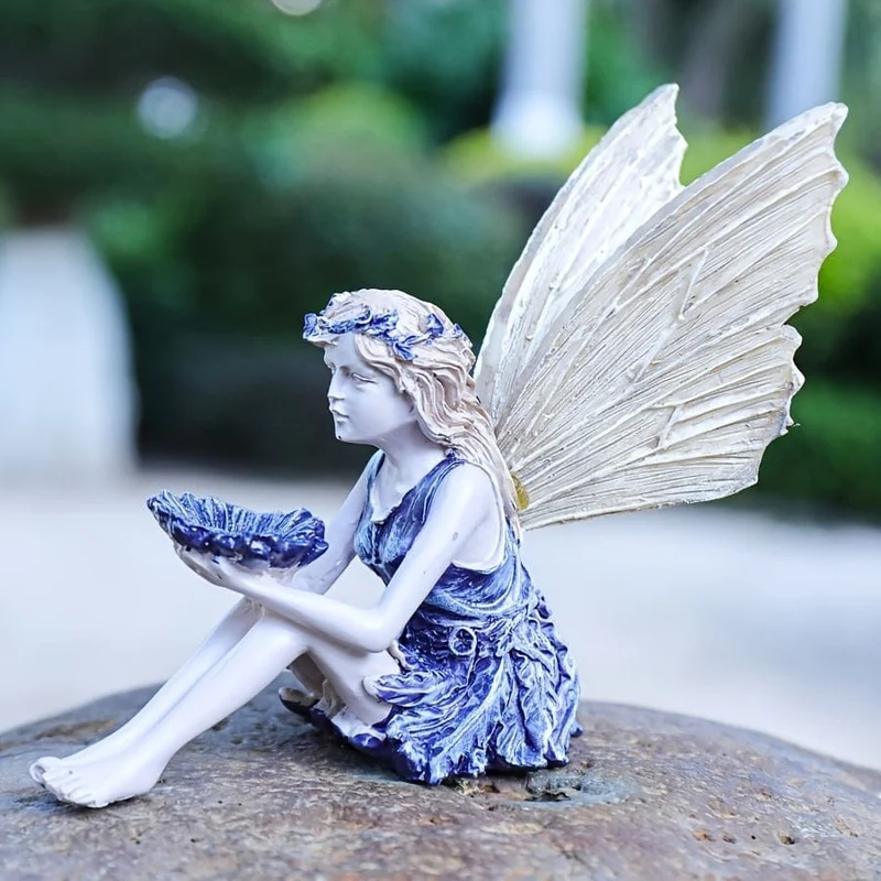 1 Stück Erlösungsengel aus Kunstharz, weiße Vogelfutterstation, Blumenfee, Sonnenblumen-Feenstatue, Engelsskulptur, Kunstharzornamente, Kunsthandwerk, neue Garten- und Heimdekoration