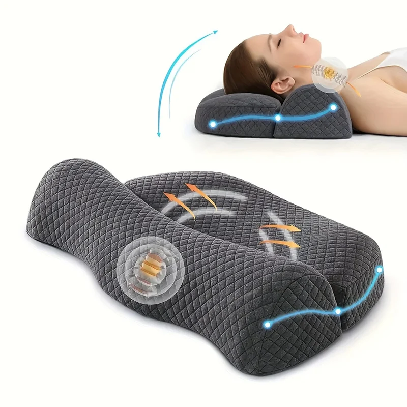 1 Stück verstellbares Memory-Schaum-Nackenkissen für Schulter- und Nackenentspannung – ergonomisches orthopädisches Konturstützkissen