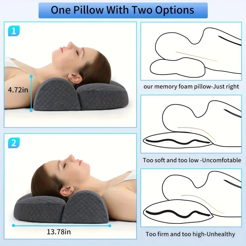 1 Stück verstellbares Memory-Schaum-Nackenkissen für Schulter- und Nackenentspannung – ergonomisches orthopädisches Konturstützkissen
