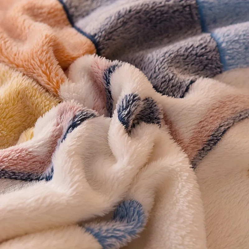 1 Stück dickes Samt-Spannbetttuch, Liebes-Regenbogen-Streifendruck, weich, bequem, warm, Herbst- und Winterbettwäsche, Matratzenschoner, für Schlafzimmer, Gästezimmer, Wohnheim, Wohnung, mit tiefer Tasche, nur Spannbettlaken