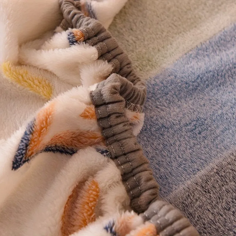 1 Stück dickes Samt-Spannbetttuch, Liebes-Regenbogen-Streifendruck, weich, bequem, warm, Herbst- und Winterbettwäsche, Matratzenschoner, für Schlafzimmer, Gästezimmer, Wohnheim, Wohnung, mit tiefer Tasche, nur Spannbettlaken