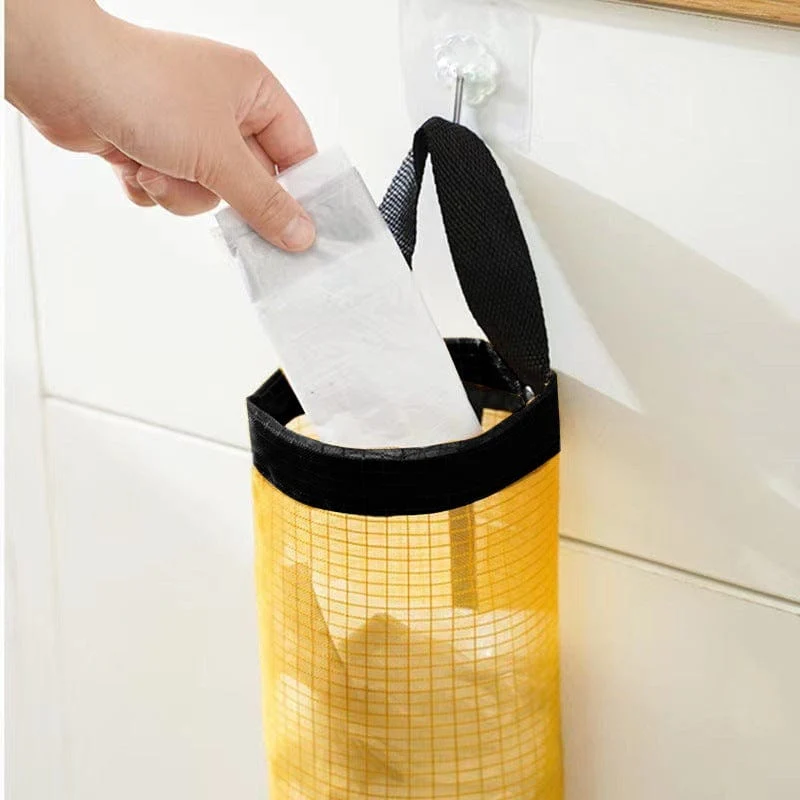 1 Stück wasserdichter Plastiktütenhalter zur Wandmontage für Lebensmittelspender in der Küche – praktische und platzsparende Netz-Aufbewahrungstasche