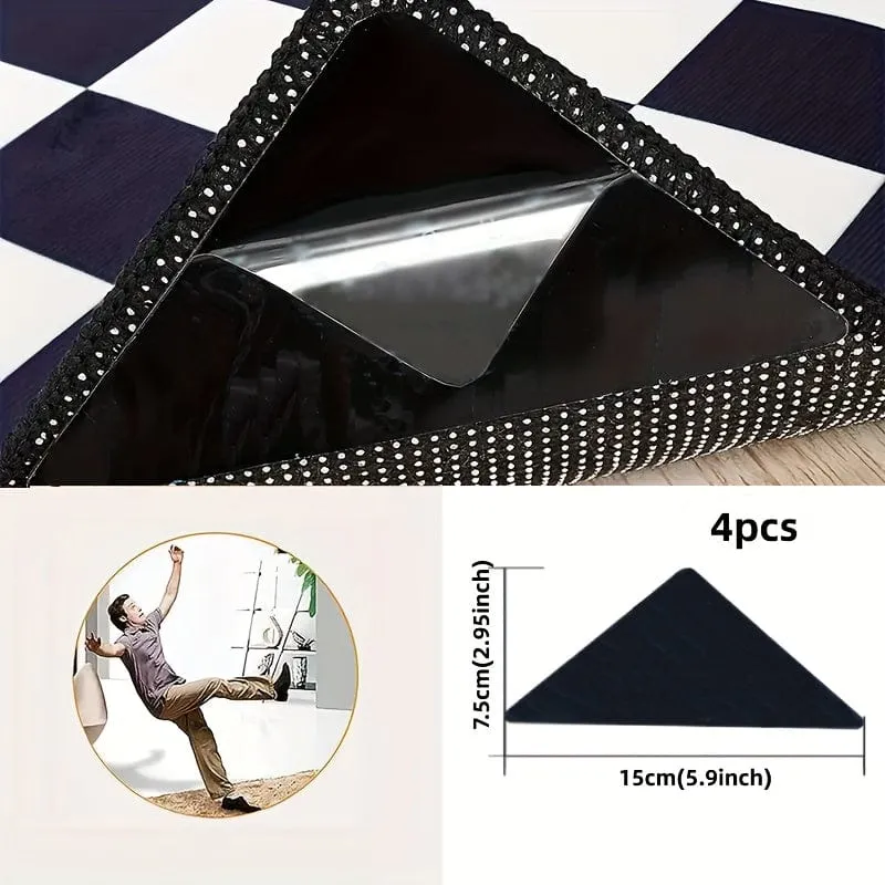 4 Stück hochwertige Anti-Rutsch- und Anti-Bohr-Teppichaufkleber eignen sich für Wohnzimmer, Esszimmer, Badezimmerteppiche, Keramikfliesen und Holzbodenbereiche, um Teppichbewegungen und -rollen zu verhindern. Neuheitsartikel! !!!