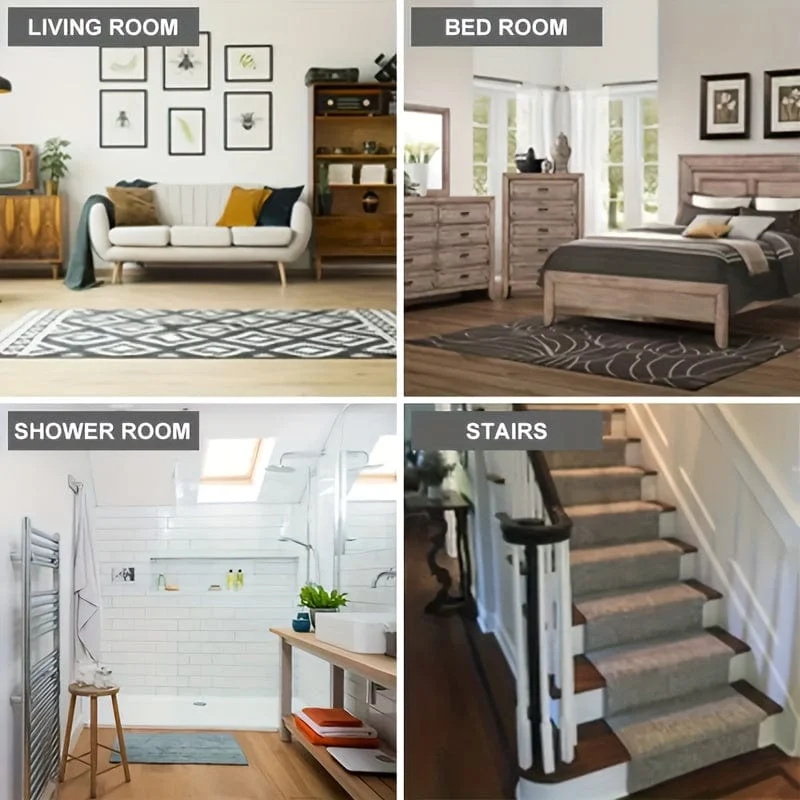 4 Stück hochwertige Anti-Rutsch- und Anti-Bohr-Teppichaufkleber eignen sich für Wohnzimmer, Esszimmer, Badezimmerteppiche, Keramikfliesen und Holzbodenbereiche, um Teppichbewegungen und -rollen zu verhindern. Neuheitsartikel! !!!