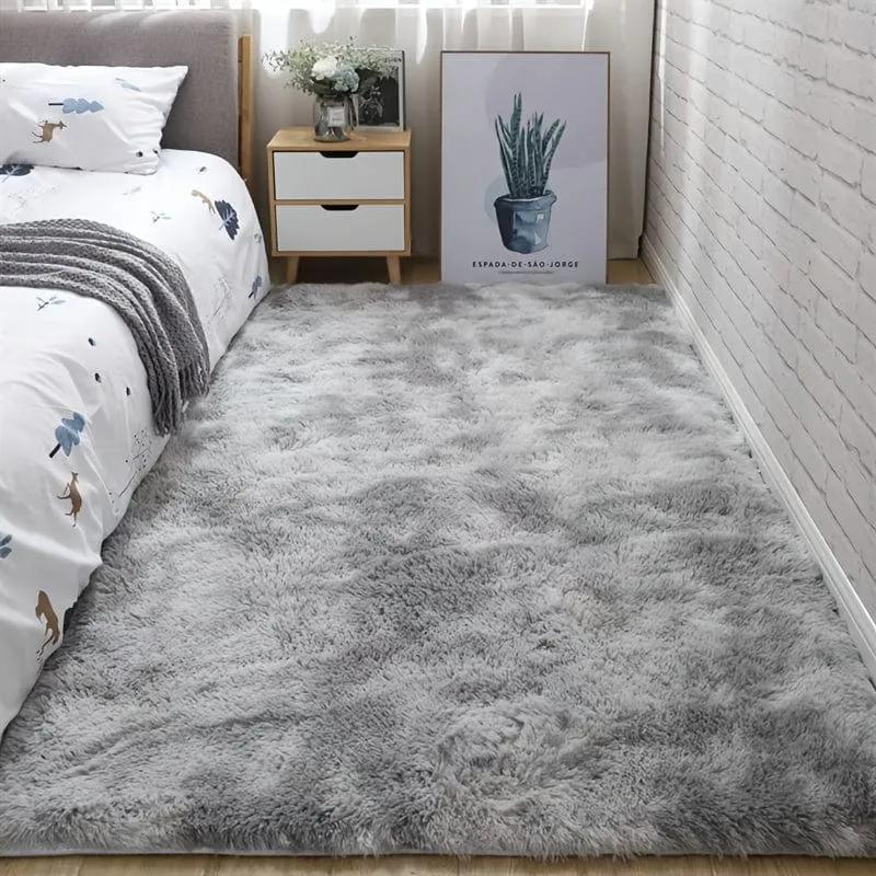 1 Stück, weicher Plüschteppich, rutschfester, flauschiger Shag-Plüsch, weicher, zotteliger Bettvorleger, Batik-Wohnzimmerteppich für Mädchen, Kinder, Babys, Teenager, Wohnheim, Heimdekoration, haustierfreundlicher Schlafzimmer-, Wohnzimmer-, Kinderzimmerteppich, Heimdekoration, Raumdekoration