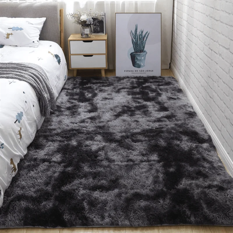 1 Stück, weicher Plüschteppich, rutschfester, flauschiger Shag-Plüsch, weicher, zotteliger Bettvorleger, Batik-Wohnzimmerteppich für Mädchen, Kinder, Babys, Teenager, Wohnheim, Heimdekoration, haustierfreundlicher Schlafzimmer-, Wohnzimmer-, Kinderzimmerteppich, Heimdekoration, Raumdekoration