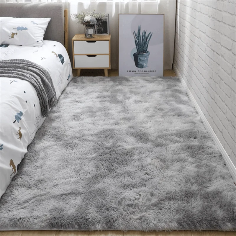 1 Stück, weicher Plüschteppich, rutschfester, flauschiger Shag-Plüsch, weicher, zotteliger Bettvorleger, Batik-Wohnzimmerteppich für Mädchen, Kinder, Babys, Teenager, Wohnheim, Heimdekoration, haustierfreundlicher Schlafzimmer-, Wohnzimmer-, Kinderzimmerteppich, Heimdekoration, Raumdekoration