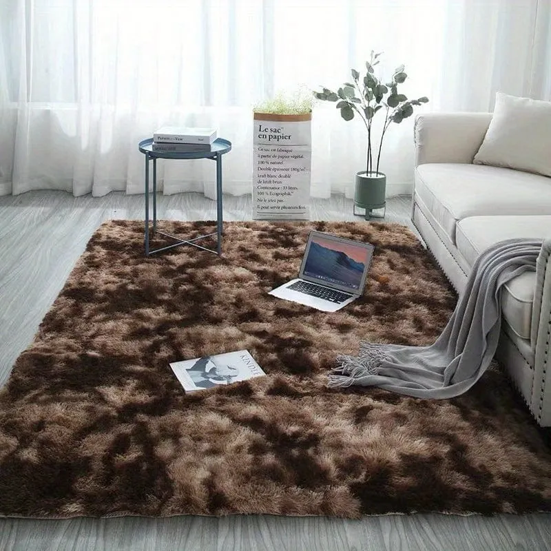 1 Stück, weicher Plüschteppich, rutschfester, flauschiger Shag-Plüsch, weicher, zotteliger Bettvorleger, Batik-Wohnzimmerteppich für Mädchen, Kinder, Babys, Teenager, Wohnheim, Heimdekoration, haustierfreundlicher Schlafzimmer-, Wohnzimmer-, Kinderzimmerteppich, Heimdekoration, Raumdekoration