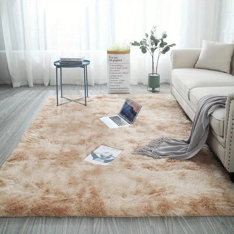 1 Stück, weicher Plüschteppich, rutschfester, flauschiger Shag-Plüsch, weicher, zotteliger Bettvorleger, Batik-Wohnzimmerteppich für Mädchen, Kinder, Babys, Teenager, Wohnheim, Heimdekoration, haustierfreundlicher Schlafzimmer-, Wohnzimmer-, Kinderzimmerteppich, Heimdekoration, Raumdekoration