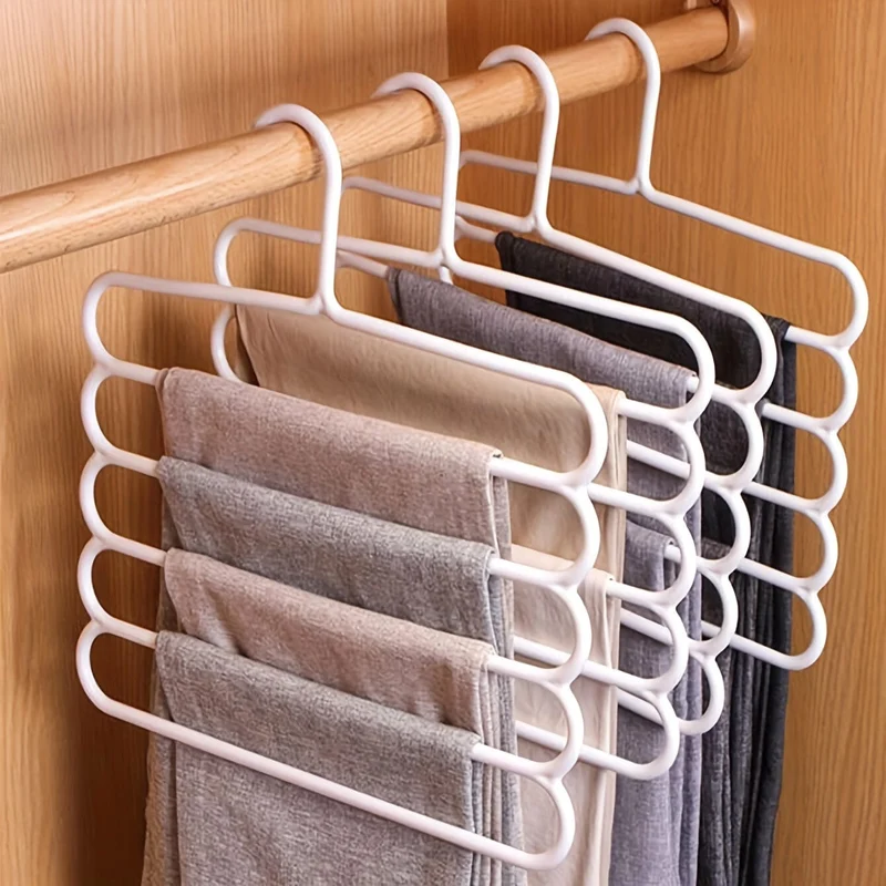 1/5 Stück 5-stufiger Hosenbügel aus Metall, faltbarer, rutschfester Kleiderständer für Krawatten, Hosen, Schals, platzsparender Organizer für Schrank, Kleiderschrank, Zuhause, Wohnheim, Schlafzimmer