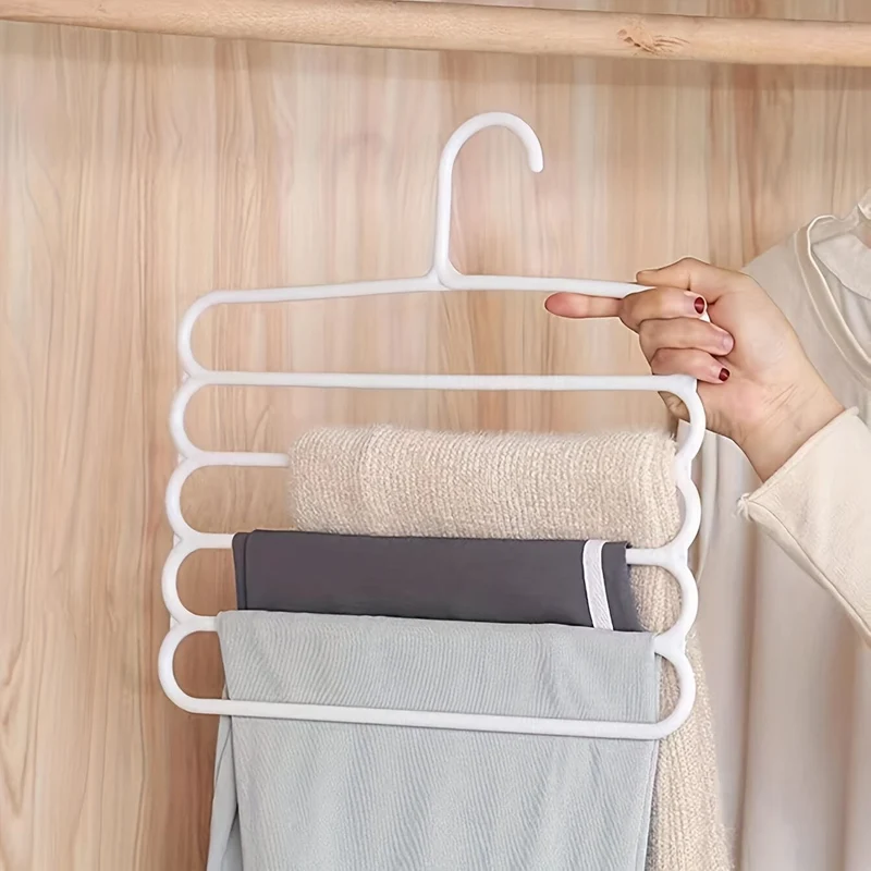 1/5 Stück 5-stufiger Hosenbügel aus Metall, faltbarer, rutschfester Kleiderständer für Krawatten, Hosen, Schals, platzsparender Organizer für Schrank, Kleiderschrank, Zuhause, Wohnheim, Schlafzimmer
