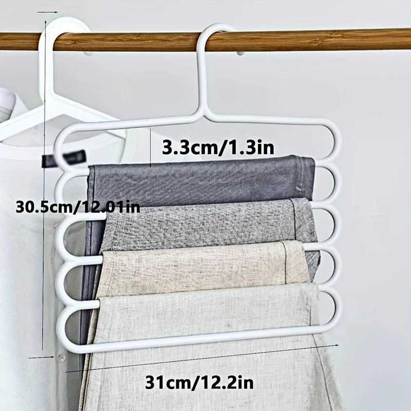 1/5 Stück 5-stufiger Hosenbügel aus Metall, faltbarer, rutschfester Kleiderständer für Krawatten, Hosen, Schals, platzsparender Organizer für Schrank, Kleiderschrank, Zuhause, Wohnheim, Schlafzimmer